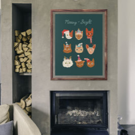 Póster Festividad del gato de Meowy + Navidades brillante