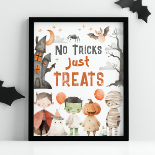 Póster Festividad espeluznante en Halloween, nada de truc