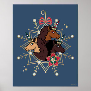 Póster Festividad festiva afrounicornio mágica