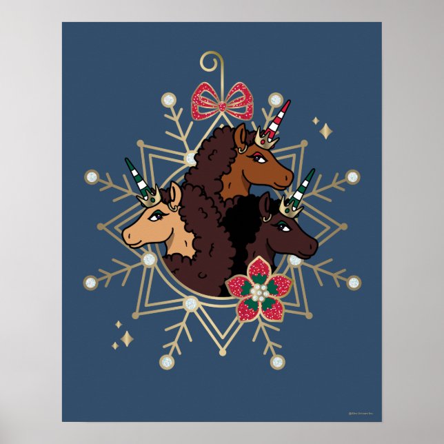 Póster Festividad festiva afrounicornio mágica (Frente)