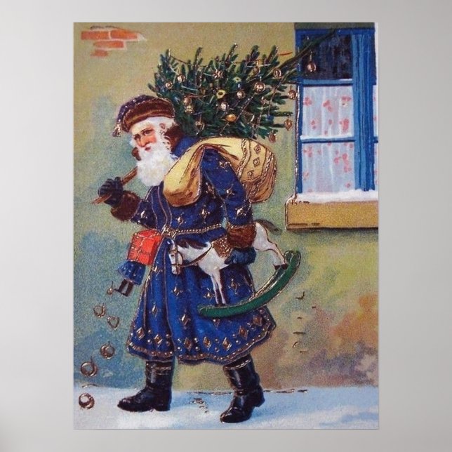 Póster festividad vintage navidad navideña (Frente)