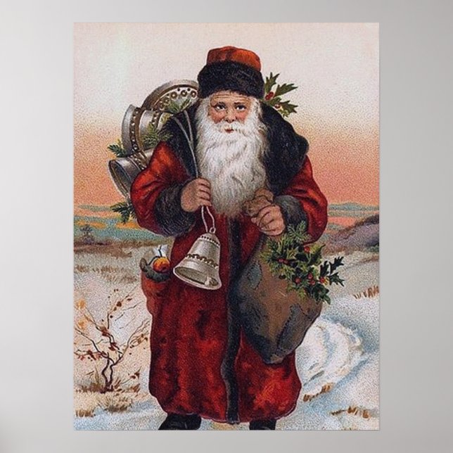 Póster festividad vintage navidad navideña (Frente)