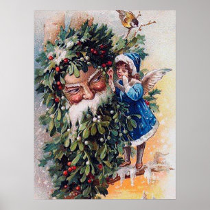 Póster festividad vintage navidad navideña