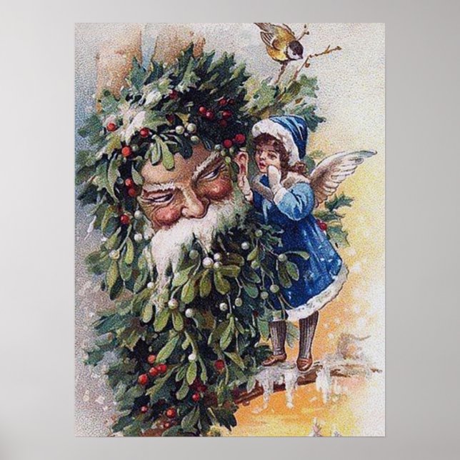 Póster festividad vintage navidad navideña (Frente)