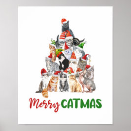 Póster Festividades de los Navidades del gato del árbol d