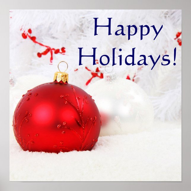 Póster Festividades Felices De Color Blanco Y Rojo II (Frente)