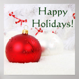 Póster Festividades Felices De Los navidades Rojo Y Blanc