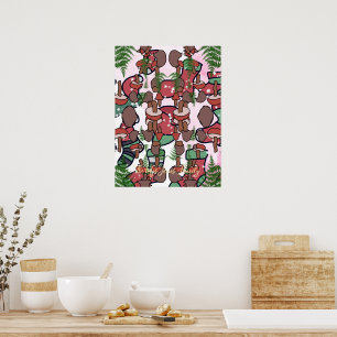 Póster Festividades Minimalistas de hongos retro personal