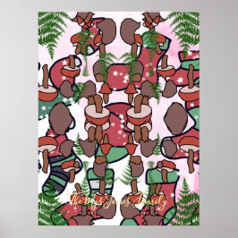 Póster Festividades Minimalistas de hongos retro personal