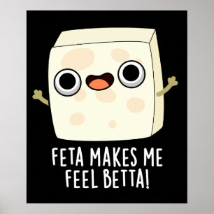 Póster Feta Me Hace Caer Betta Gracioso Queso Pun Dark BG