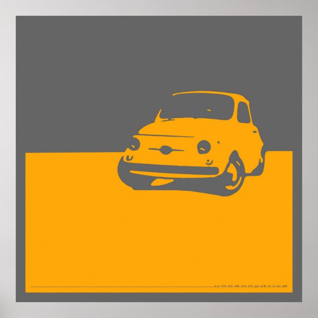 Póster Fiat 500, 1959 - Amarillo en gris (Frente)