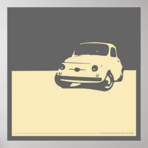 Póster Fiat 500, 1959 - Crema en gris