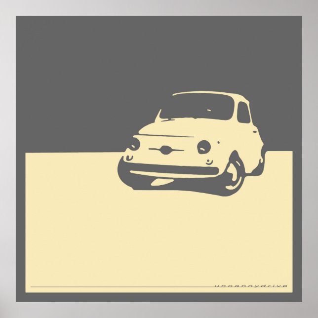 Póster Fiat 500, 1959 - Crema en gris (Frente)