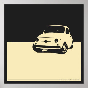 Póster Fiat 500, 1959 - crema en negro del carbón de leña