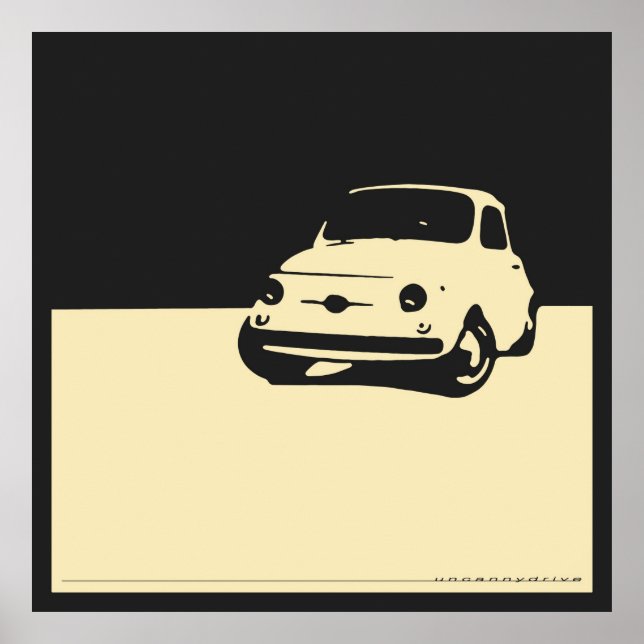 Póster Fiat 500, 1959 - Crema sobre carbón negro (Frente)