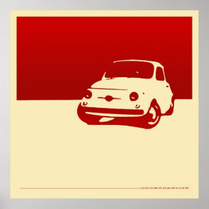 Póster Fiat 500, 1959 - rojo en el poster poner crema
