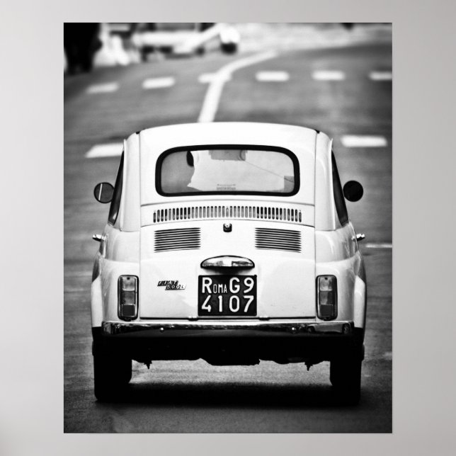 Póster Fiat 500, cinquecento, en Roma, Italia, (Frente)