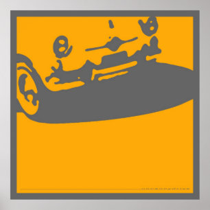 Póster Fiat 600 Detail, 1956 - Yellow on Grey Print