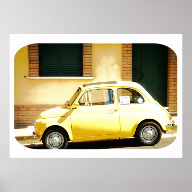 Póster Fiat amarillo 500, Cinquecento, Italia (Frente)