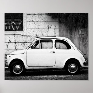 Póster Fiat de época 500 Posters, en Roma, Italia.