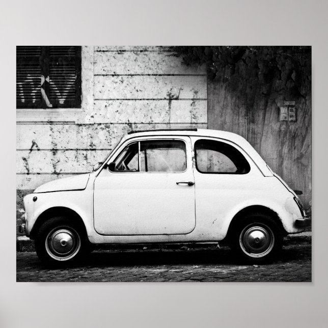 Póster Fiat de época 500 Posters, en Roma, Italia. (Frente)