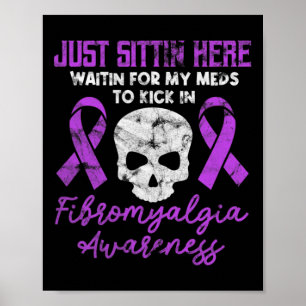 Póster Fibromialgia Conciencia Fibro Guerrero Purple Skul