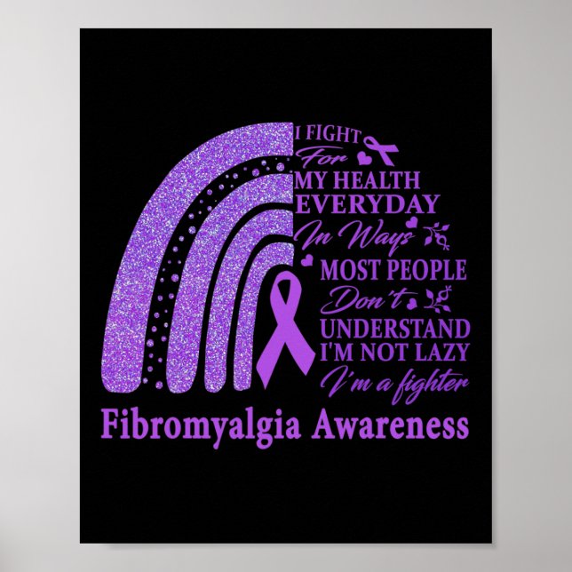 Póster Fibromialgia Conciencia Guerrero Apoyo Cinta Púrpu (Frente)