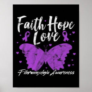 Póster Fibromialgia Conciencia Mariposa Púrpura Fibro War