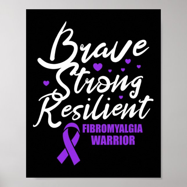 Póster Fibromialgia Guerrero valiente fuerte y resistente (Frente)