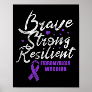 Póster Fibromialgia valiente fuerte y resistente Fibro Aw