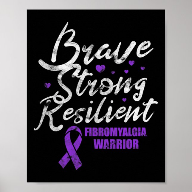 Póster Fibromialgia valiente fuerte y resistente Fibro Aw (Frente)