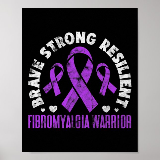 Póster Fibromialgia valiente fuerte y resistente Fibro Aw (Frente)