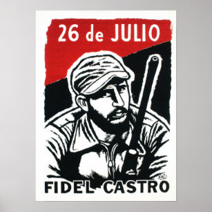 Póster Fidel Castro Cuban Revolution Movement Propaganda