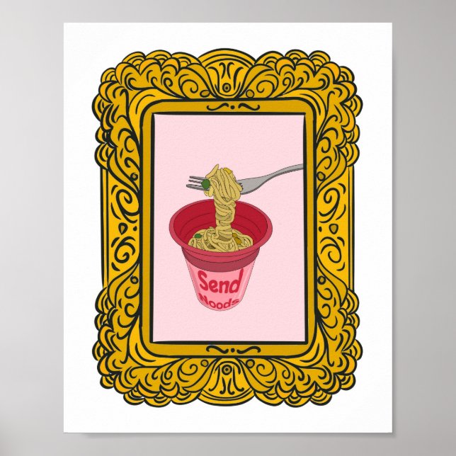 Póster Fideo, envía fideos divertidos (Frente)