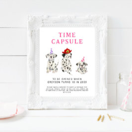 Póster Fiebre de cumpleaños rosado del bombero del Rótulo