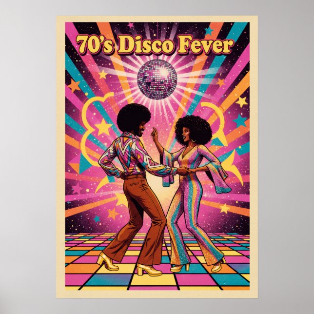 Póster Fiebre Disco V07 de los años 70 (Frente)