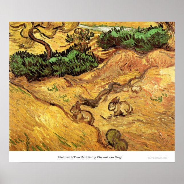Póster Field with Two Rabbits by Vincent van Gogh (Frente)
