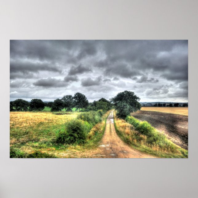 Póster Fields of England Landscape HDR Photo Print (Frente)