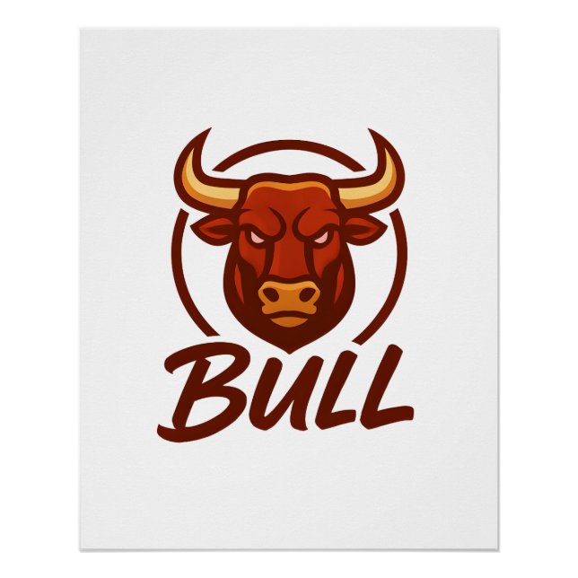 Póster Fierce Bull Head Logo, Creative Mascot BULL (Anverso)