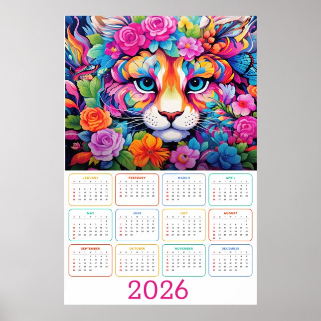 Póster Fierce & Flourished: 2026 Tiger Wall Calendar (Frente)