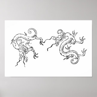 Póster  Fierce & Flowing – Japanese Dragon Art