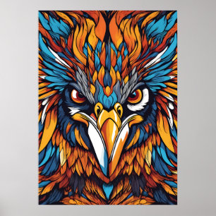 Póster Fierce Halcón Tribal - Madres vibrantes y ojos fer