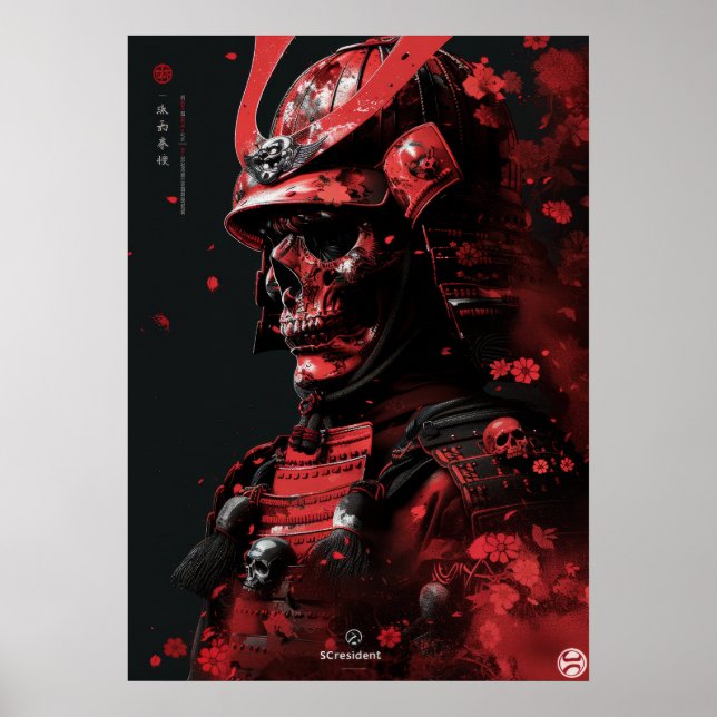 Póster Fierce Samurai Warrior - Poster oscuro de la piel  (Frente)