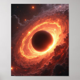 Póster Fiery Black Hole Space Vortex Cosmic Event Art