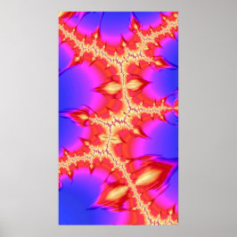 Póster Fiery Fissure Hot Colorous Fractal Abstract Art