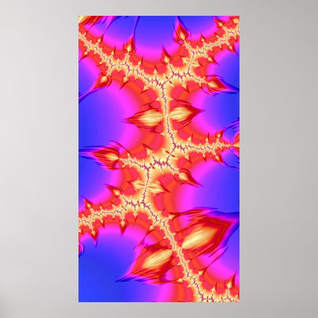 Póster Fiery Fissure Hot Colorous Fractal Abstract Art (Frente)
