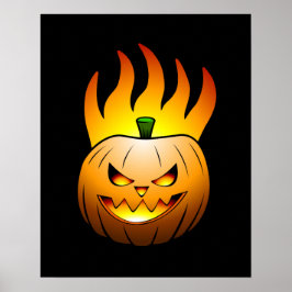 Póster Fiery Halloween Pumpkin Poster