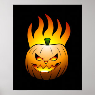 Póster Fiery Halloween Pumpkin Poster
