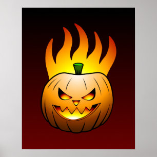 Póster Fiery Halloween Pumpkin Poster