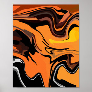Póster Fiery Naranja Resumen Patrón De Swirl